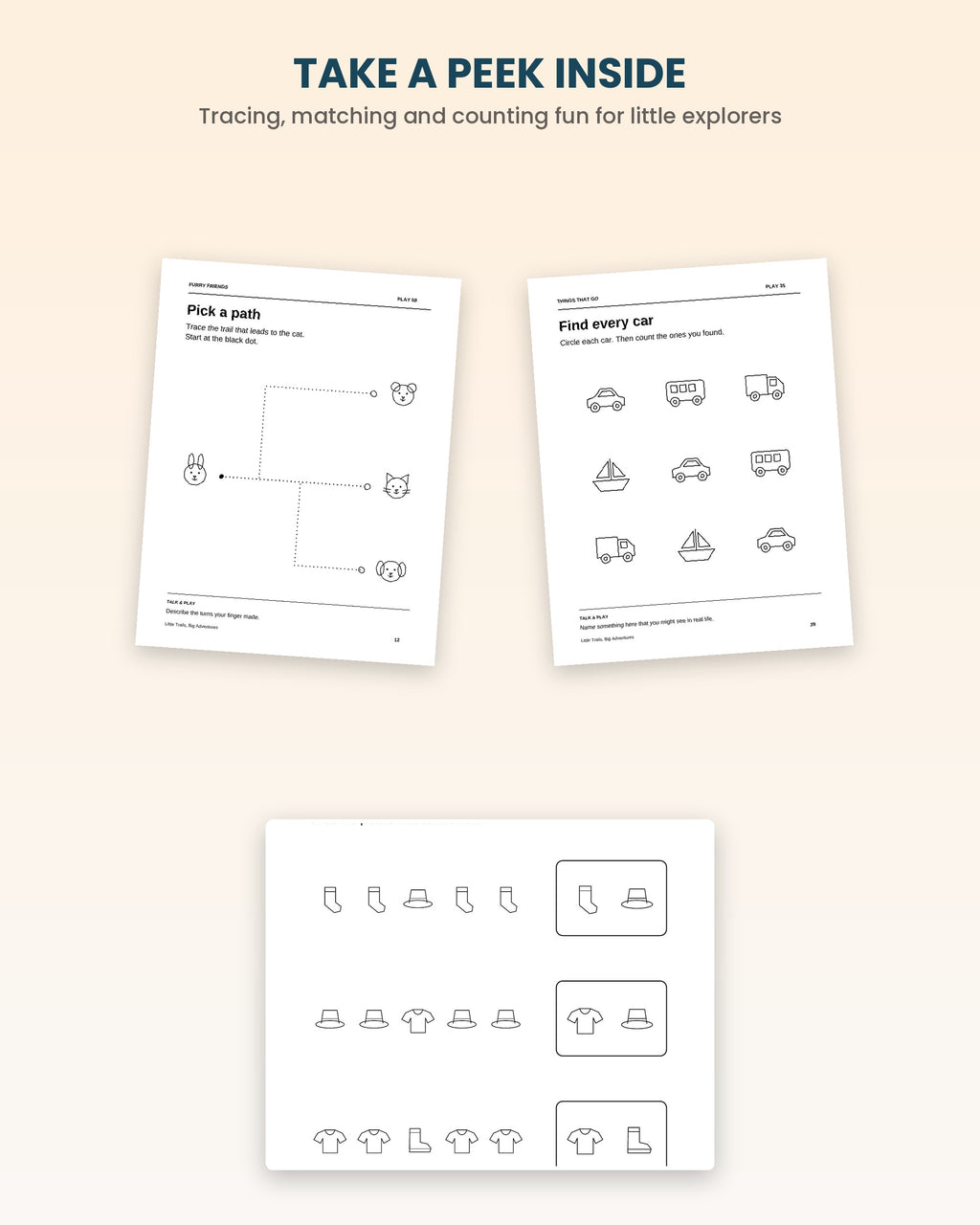 Little Trails, Big Adventures — Printable Preschool Activity Book, Ages 3-5